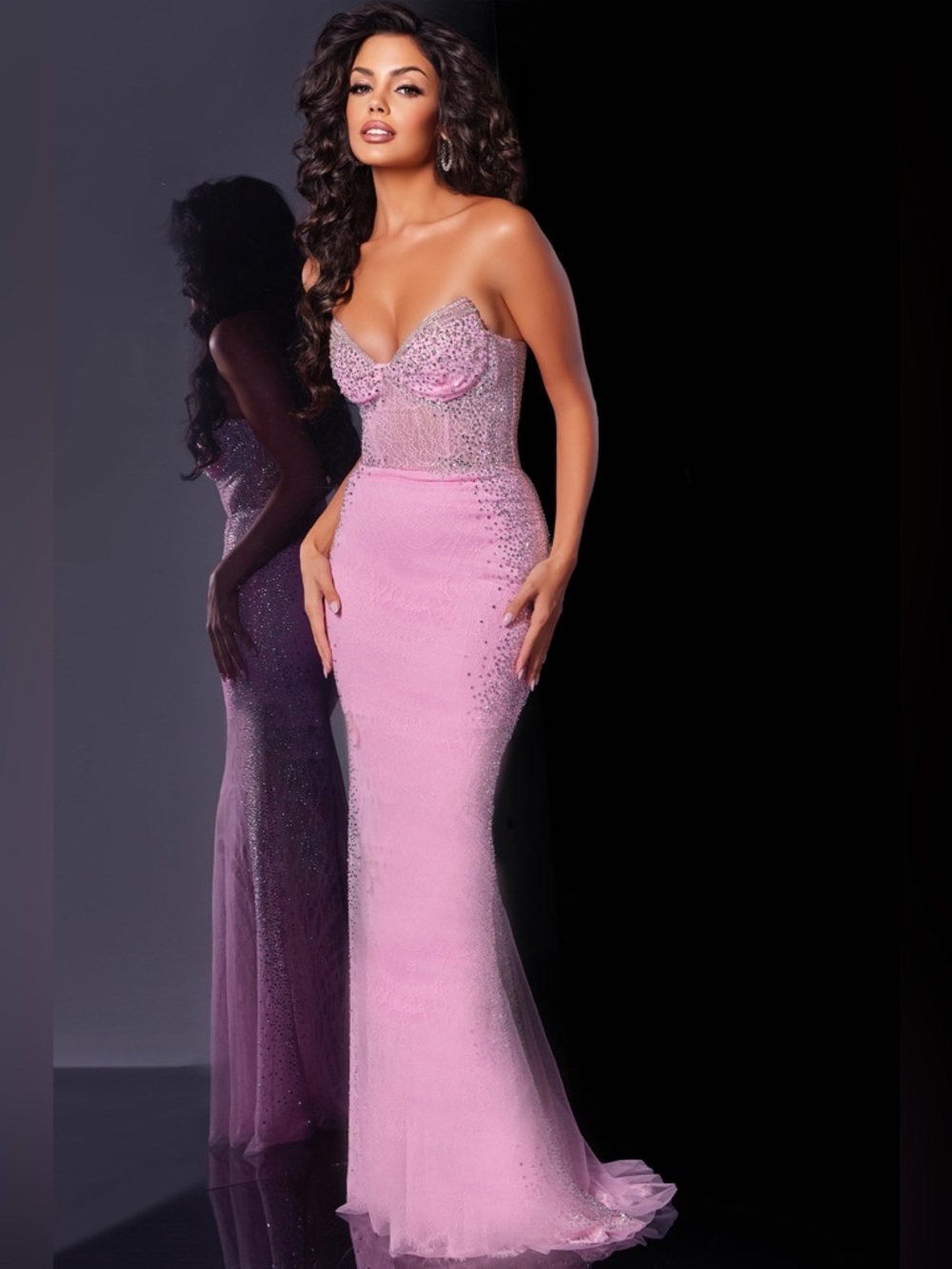 NWT Jovani LILAC Strapless Illusion Gown with Sparkling Details Size 12